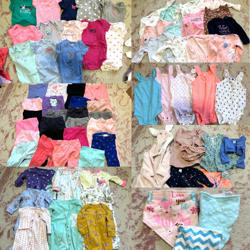 6MO Baby Girl Clothing Bundle with over 70 items